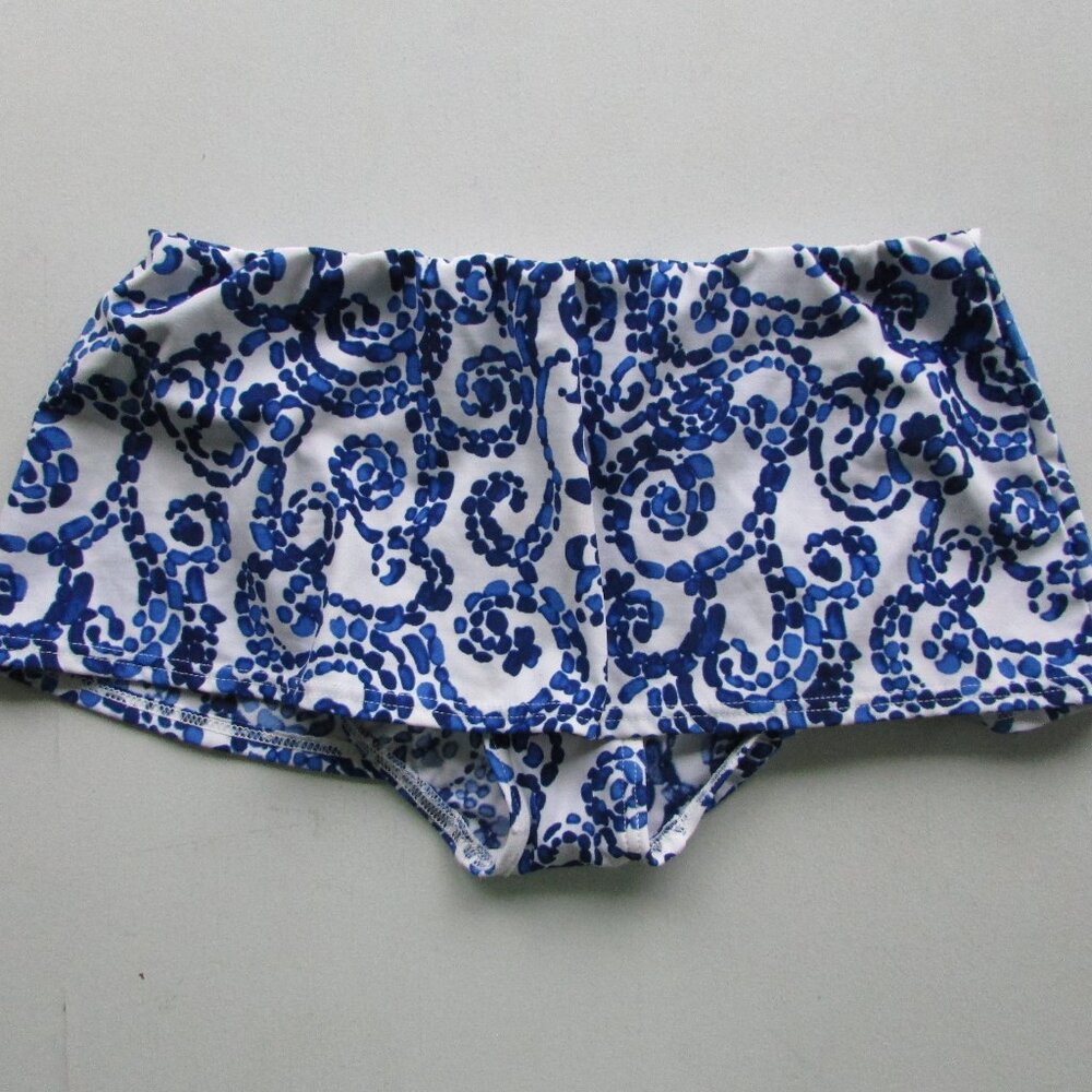 Be Creative Blue Print Skirted Bikini Bottom - 8 - NEW